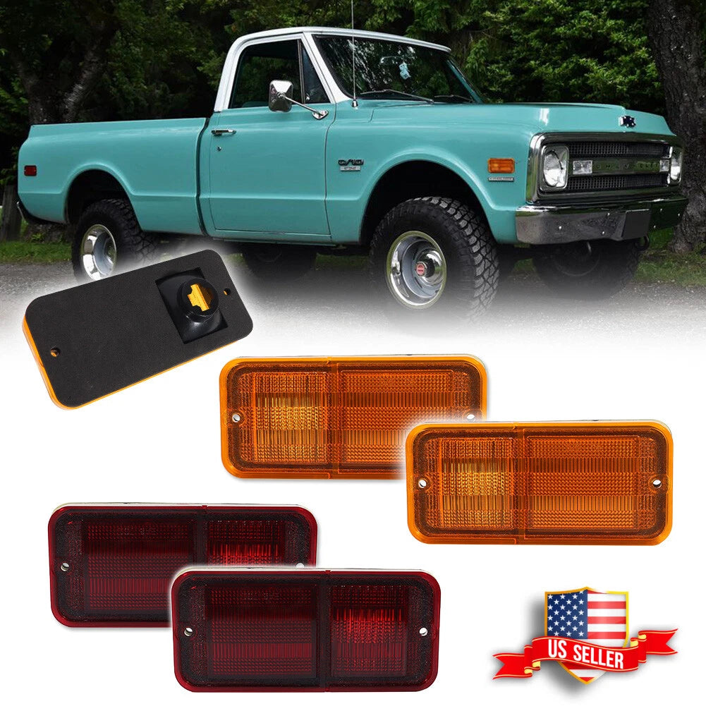 Set of 4 Side Marker Lights for Chevrolet GMC C/K Pickup Trucks (1968–1972)
