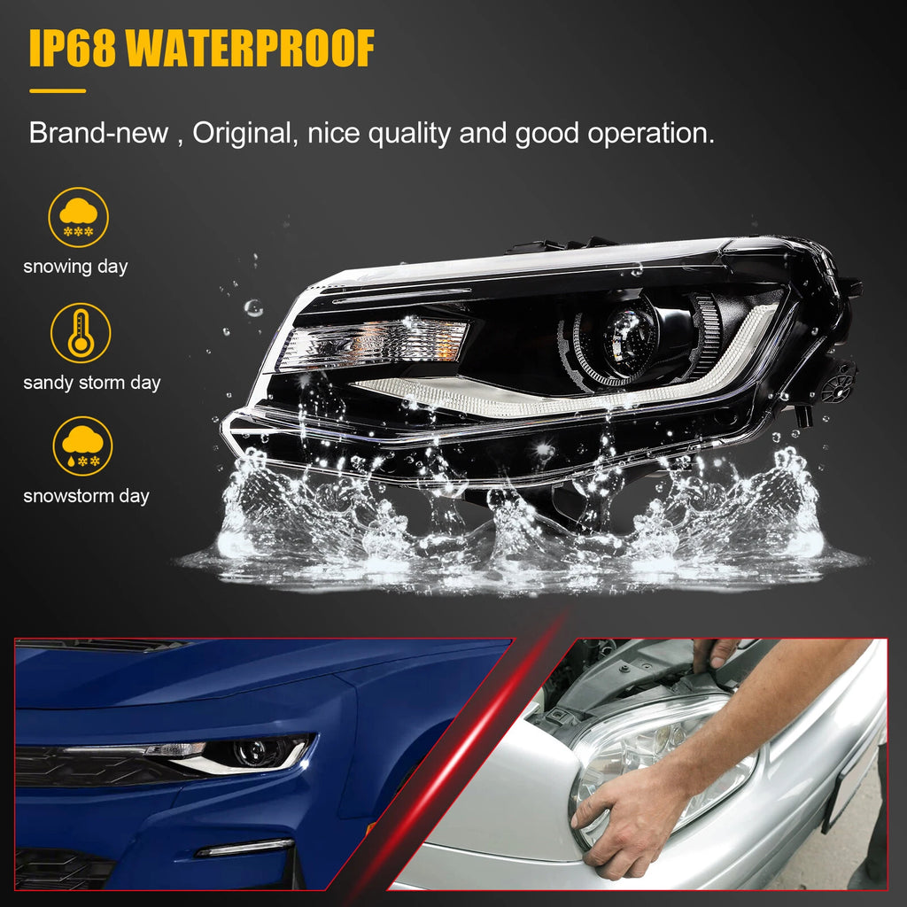 Pair of LED Projector Headlights for Chevy Camaro (2016–2022)