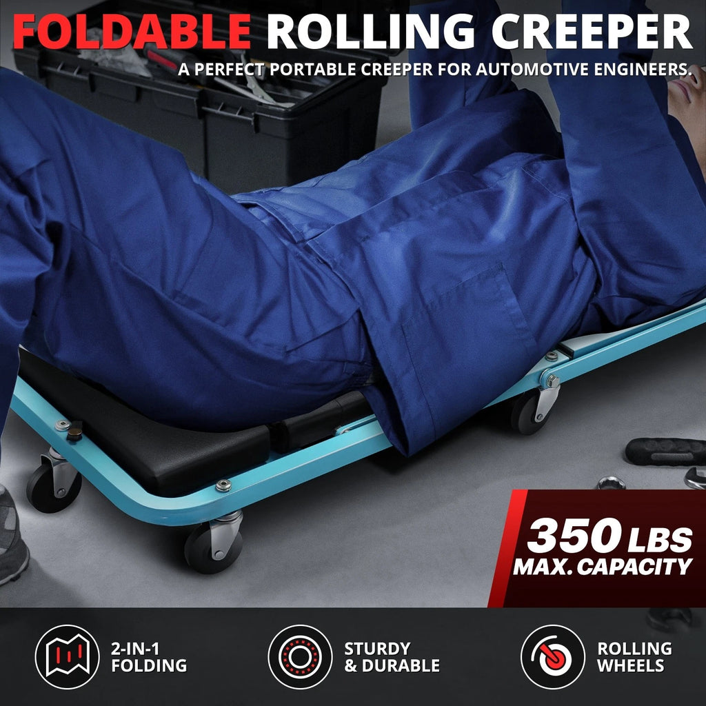 2X Rolling Creeper for Universal Use (48" x 18" x 6", 330lb Capacity)
