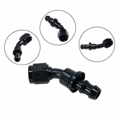 2X 8AN 45 Degree Push-On Lock Hose Fitting for Rubber Fuel Line