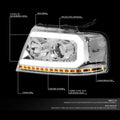 Chrome Clear LED DRL Sequential Signal Projector Headlights for Ford F150 (2004–2008)