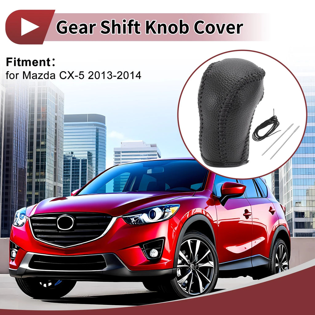 Gear Shift Knob Cover for Mazda CX-5 (2012–2023) Black Faux Leather