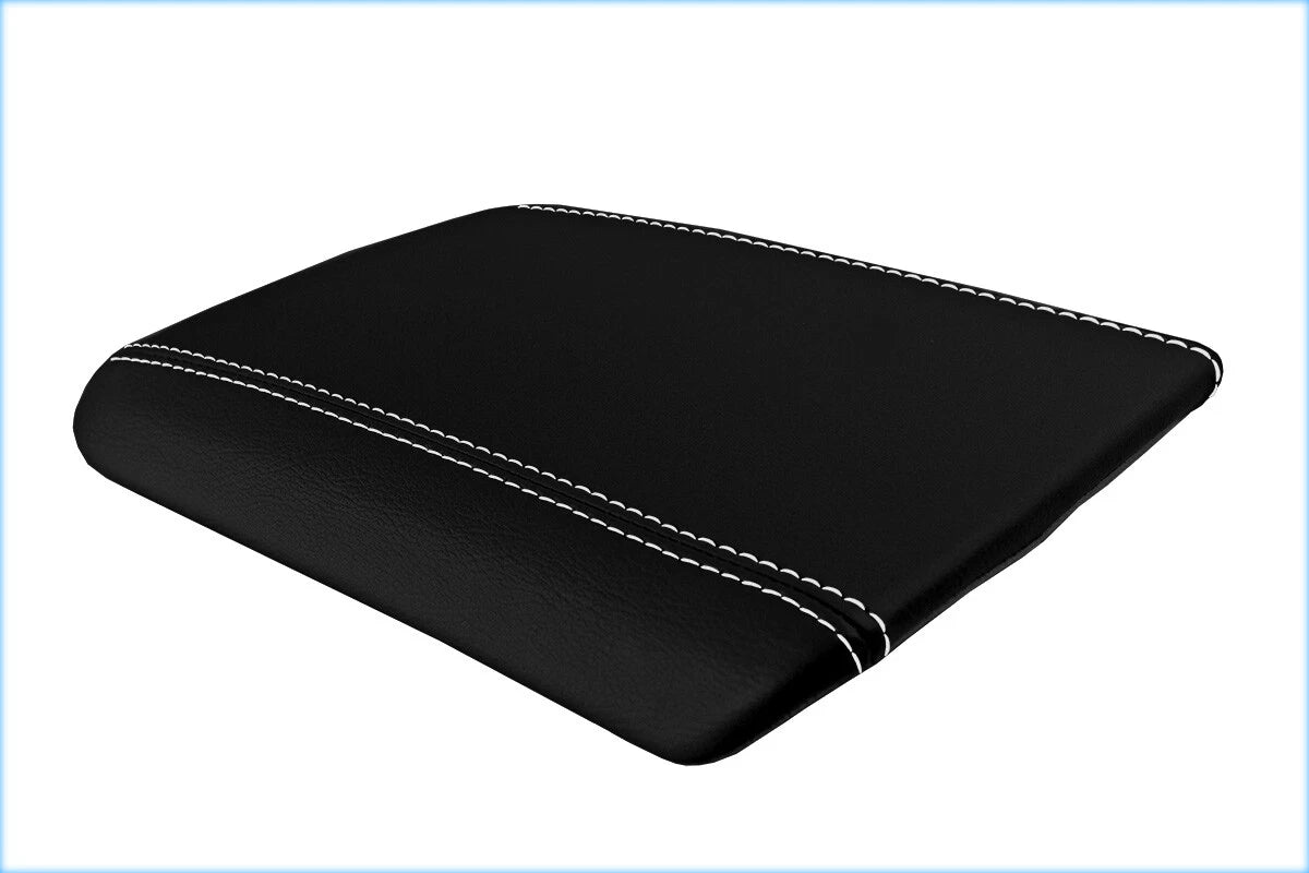 Leather Console Lid Armrest Cover for Ford Mustang (2005–2009) White Stitch