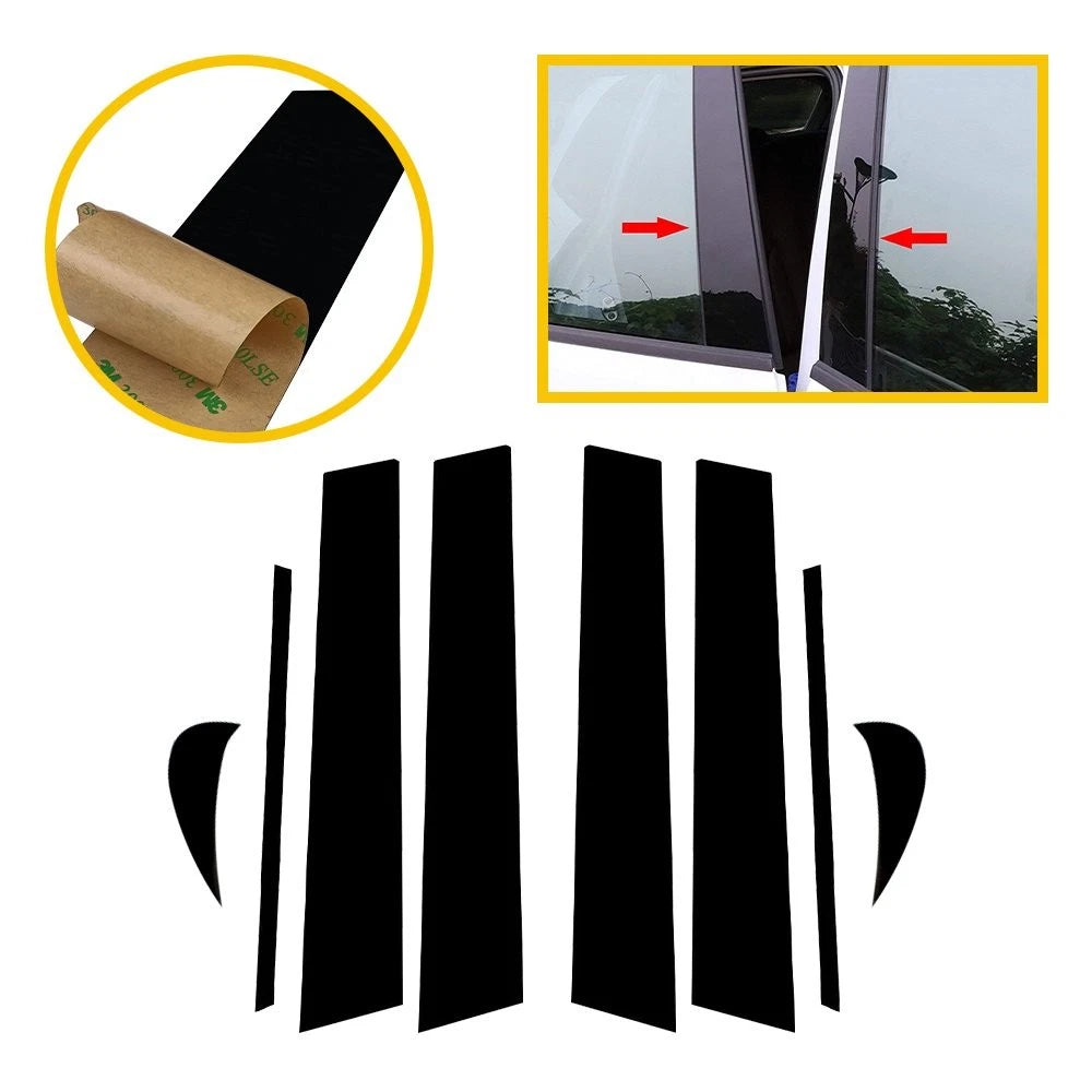 8PCS Gloss Black Pillar Post Window Door Trim Covers for Toyota Camry (2018–2022)