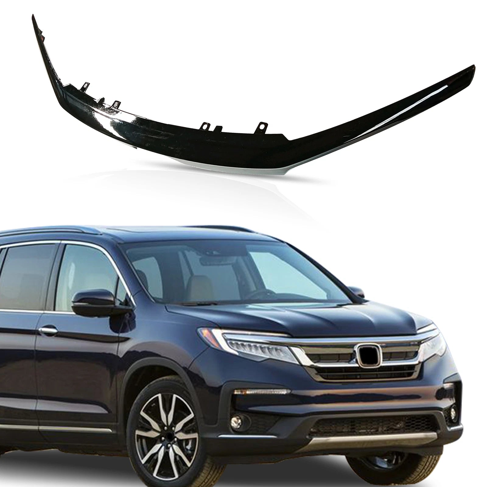 Front Upper Black Grille Trim for Honda Pilot Passport (2019–2021)