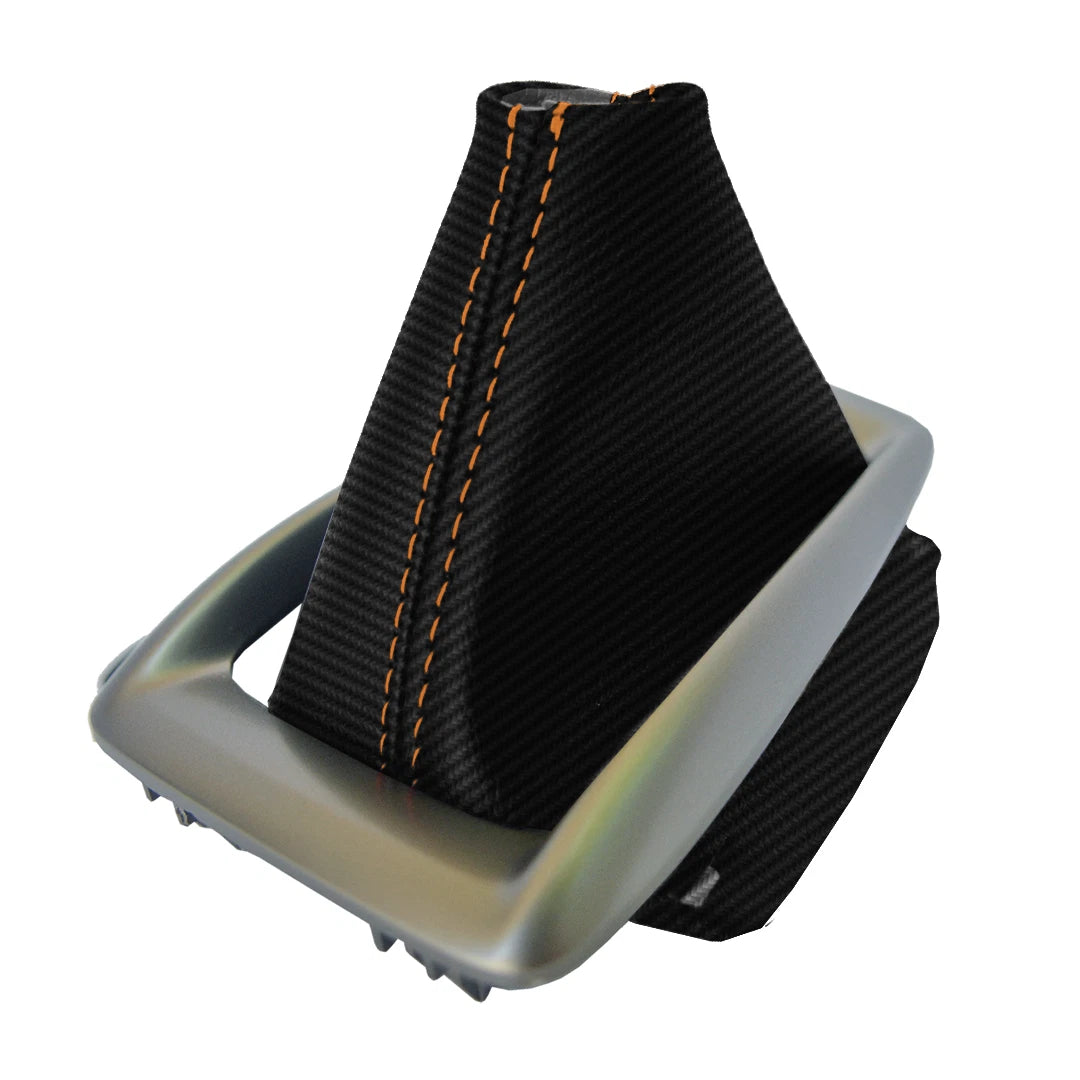 Automatic Shift Boot Cover for Mazda 3 (2014–2016) - Carbon Fiber, Orange Stitch