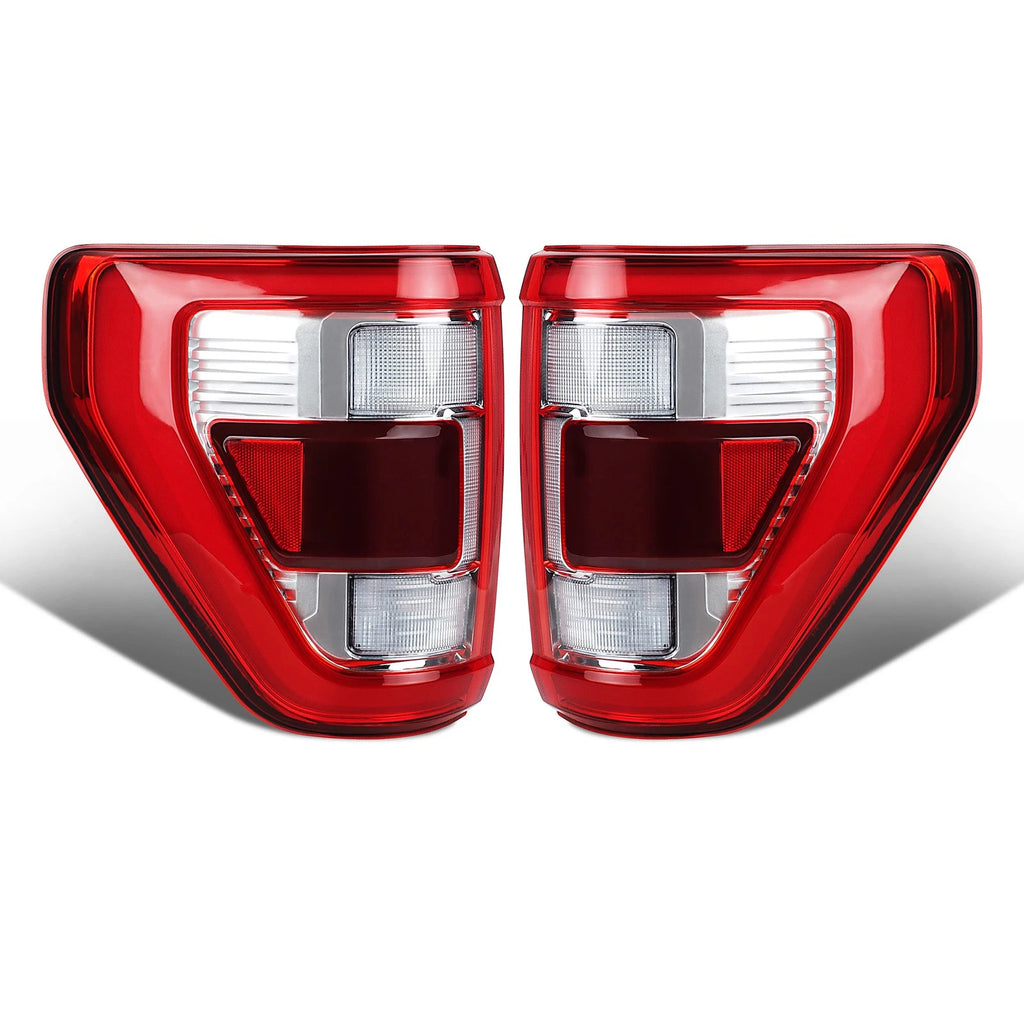 Set of 2 Full LED Tail Lights for Ford F-150 (2021–2023) Chrome W/Blind Spot