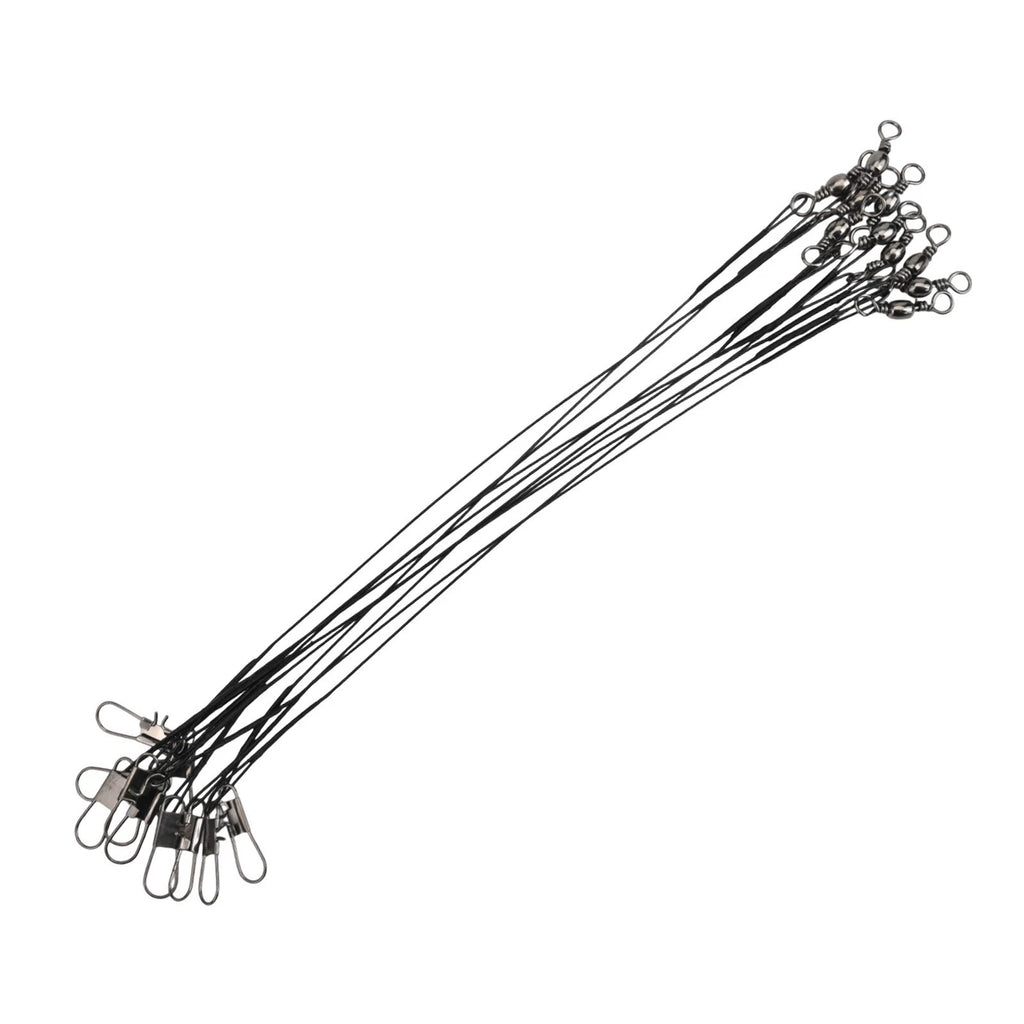 10pcs Fishing Line Leader Nylon-coated Stainless Steel with Snap & Swivel