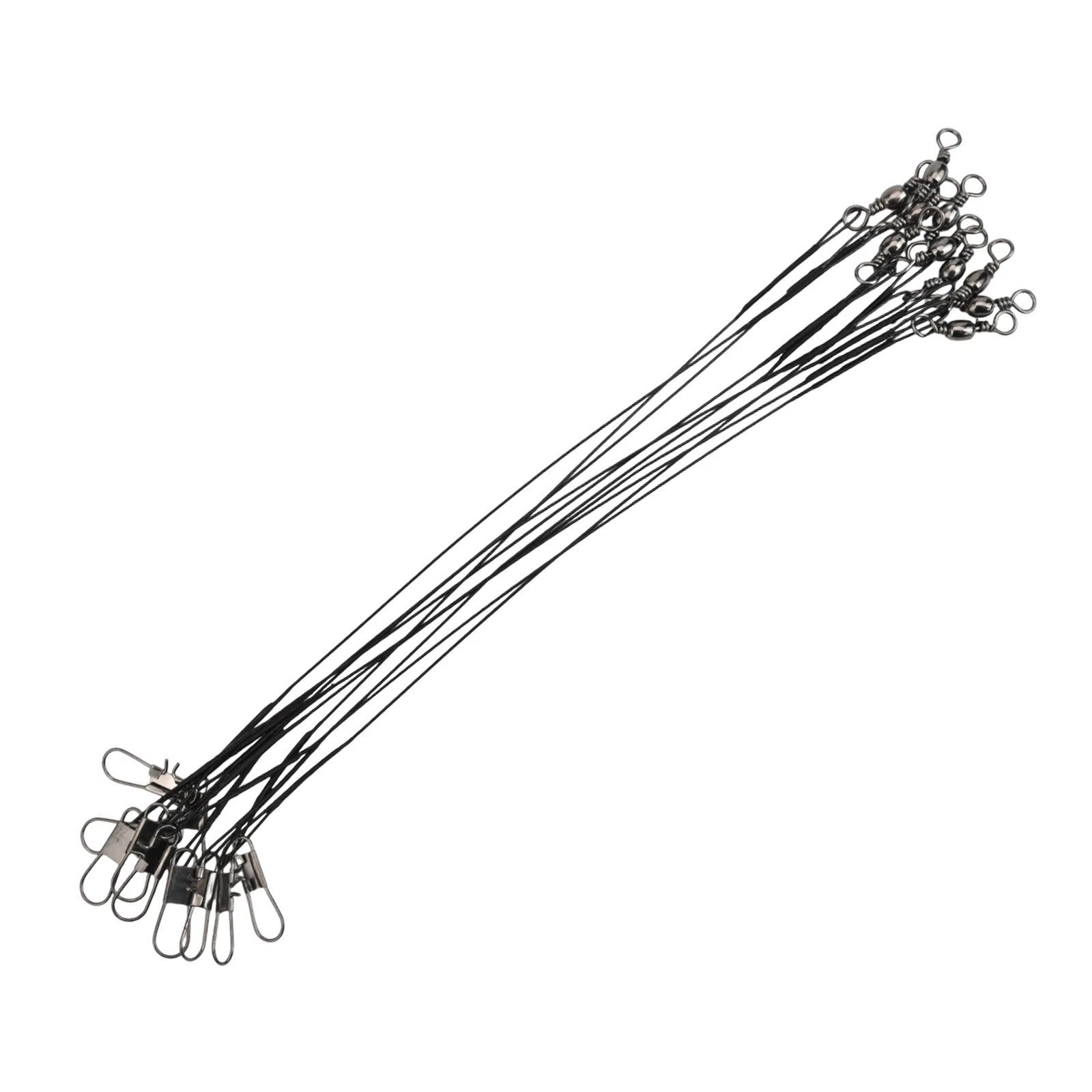 10pcs Fishing Line Leader Nylon-coated Stainless Steel with Snap & Swivel