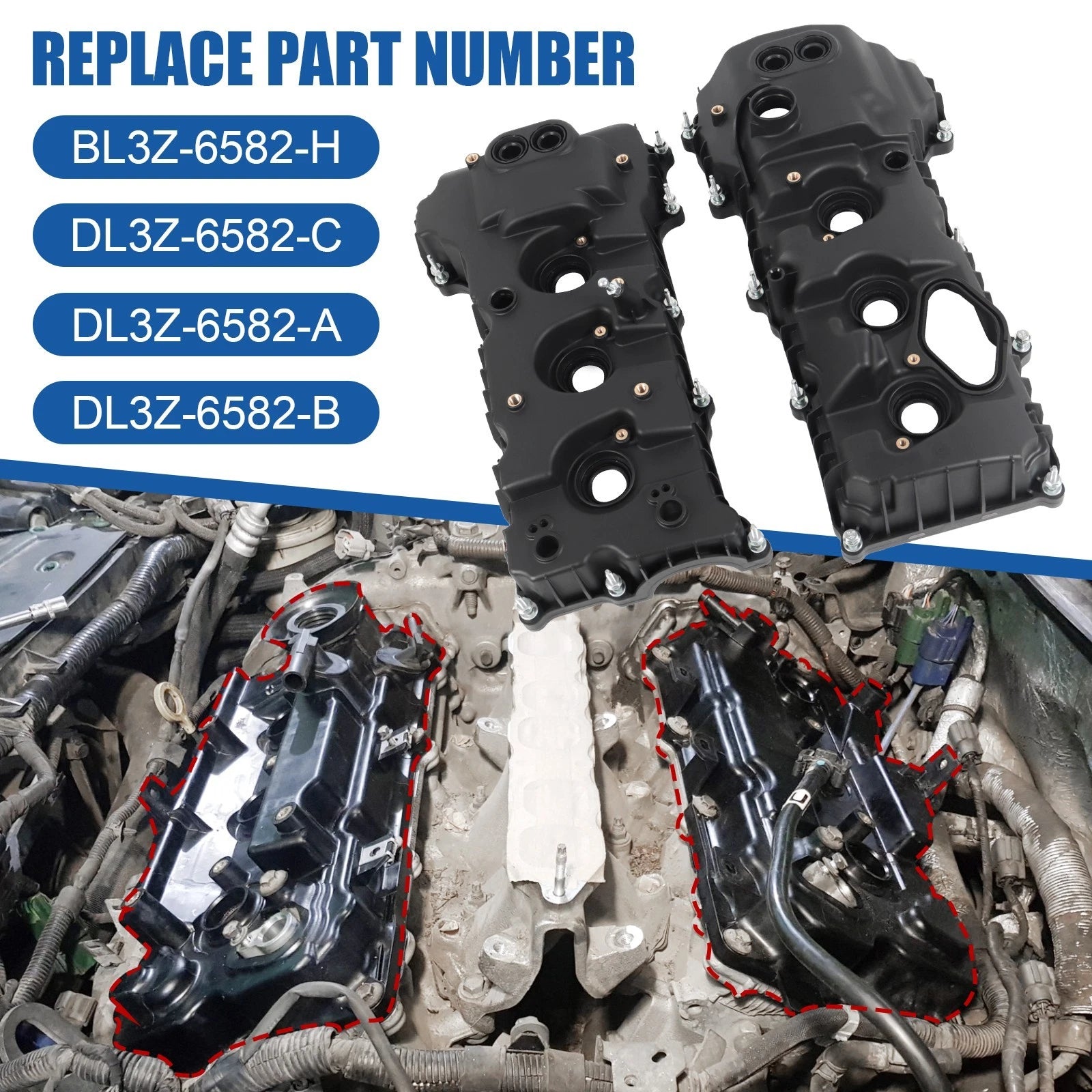 2 Valve Covers Set for Ford F-150 (2013–2016) & Expedition (2015–2017) 3.5L Turbo