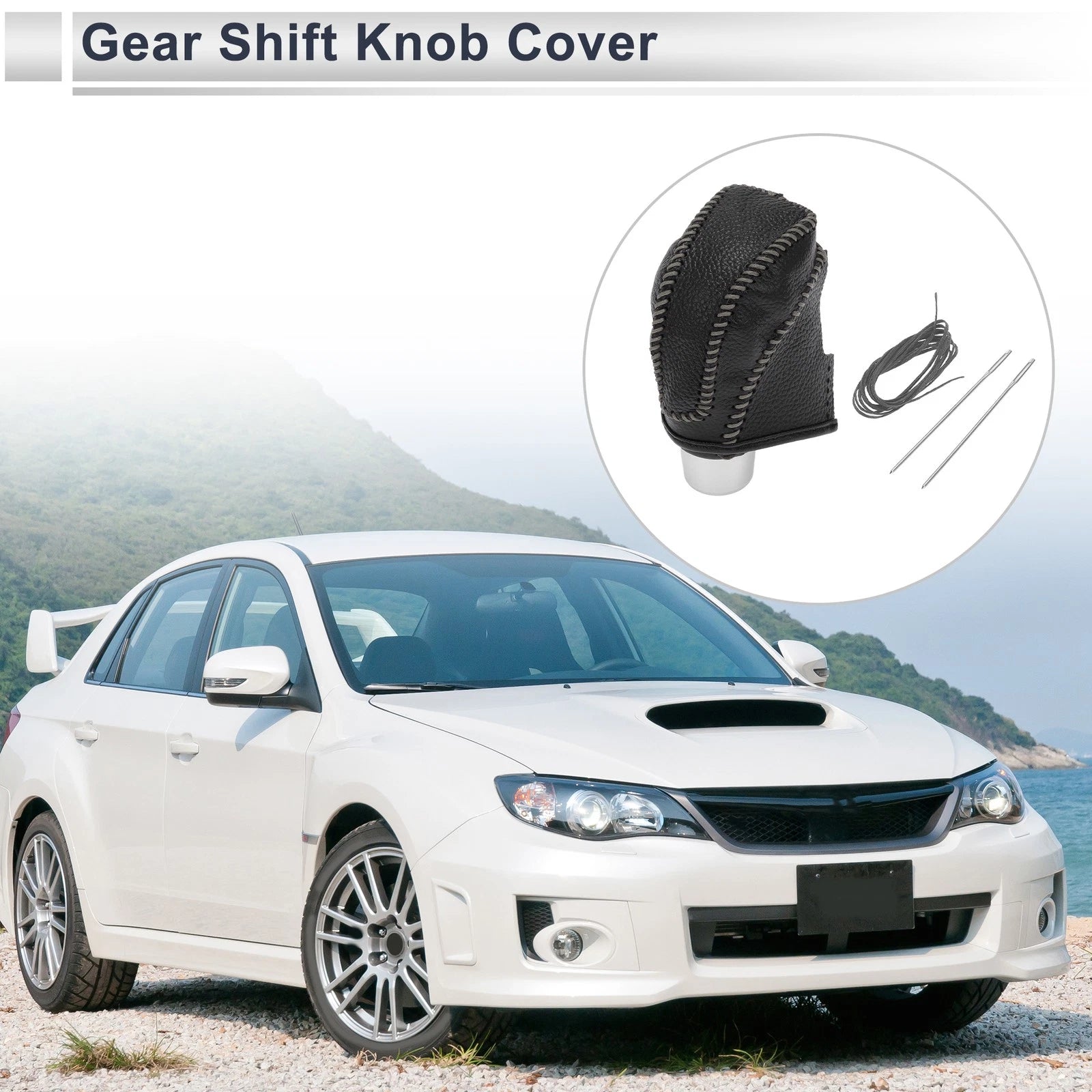 Gear Shift Knob Cover for Subaru Impreza (2017–2023) Pebbled Black Grey