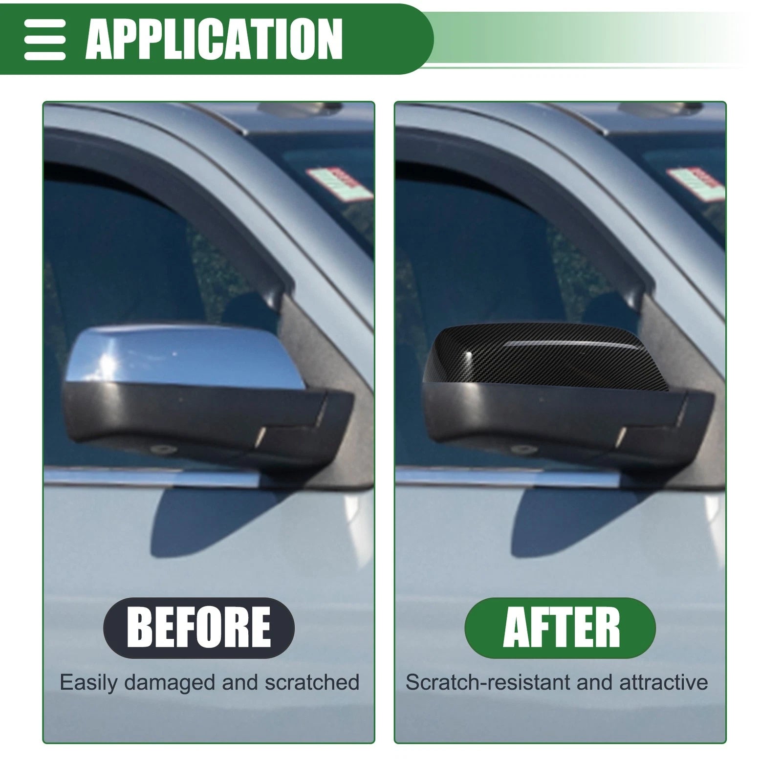 Pair Rearview Mirror Caps for Chevrolet Silverado 1500 (2014–2019) Black