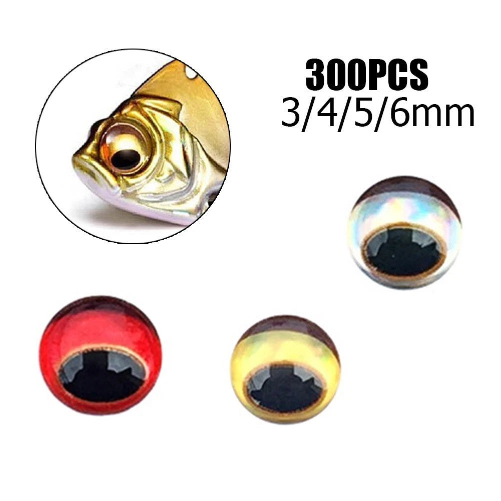 300pcs 3D Holographic Fishing Lure Eyes for Craft Kit (Various Sizes)