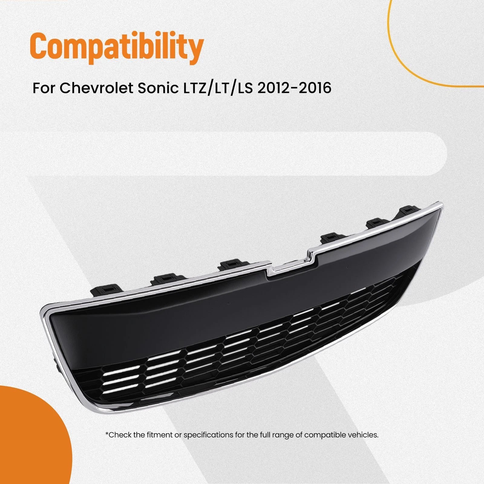 Chrome Black Front Grille for Chevrolet Sonic (2012–2016) GM1036139