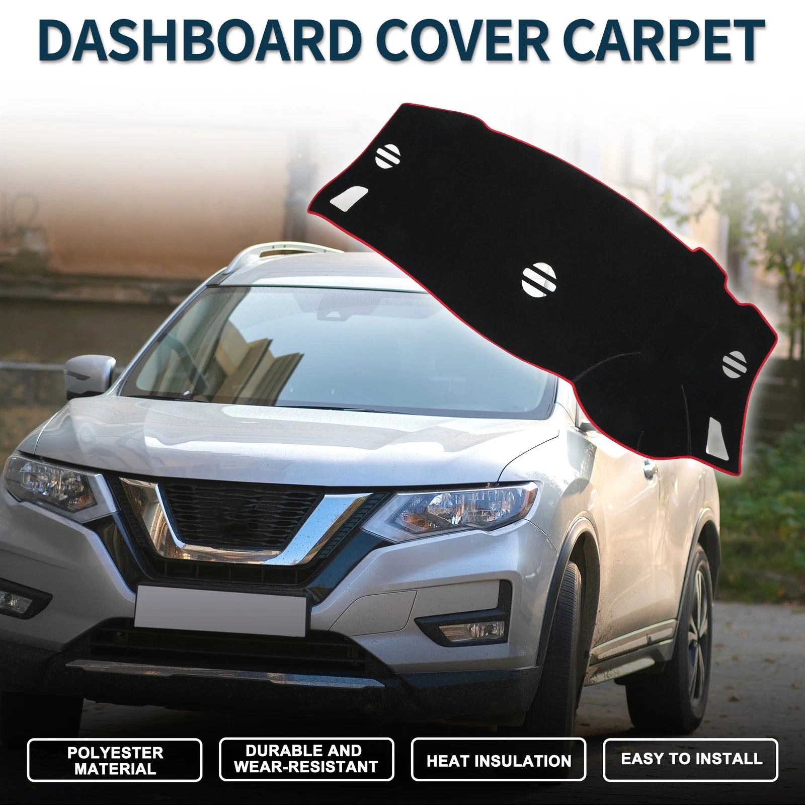 Dashboard Dash Cover Mat for Nissan Elgrand E52 (2010–2024) Black Red Set
