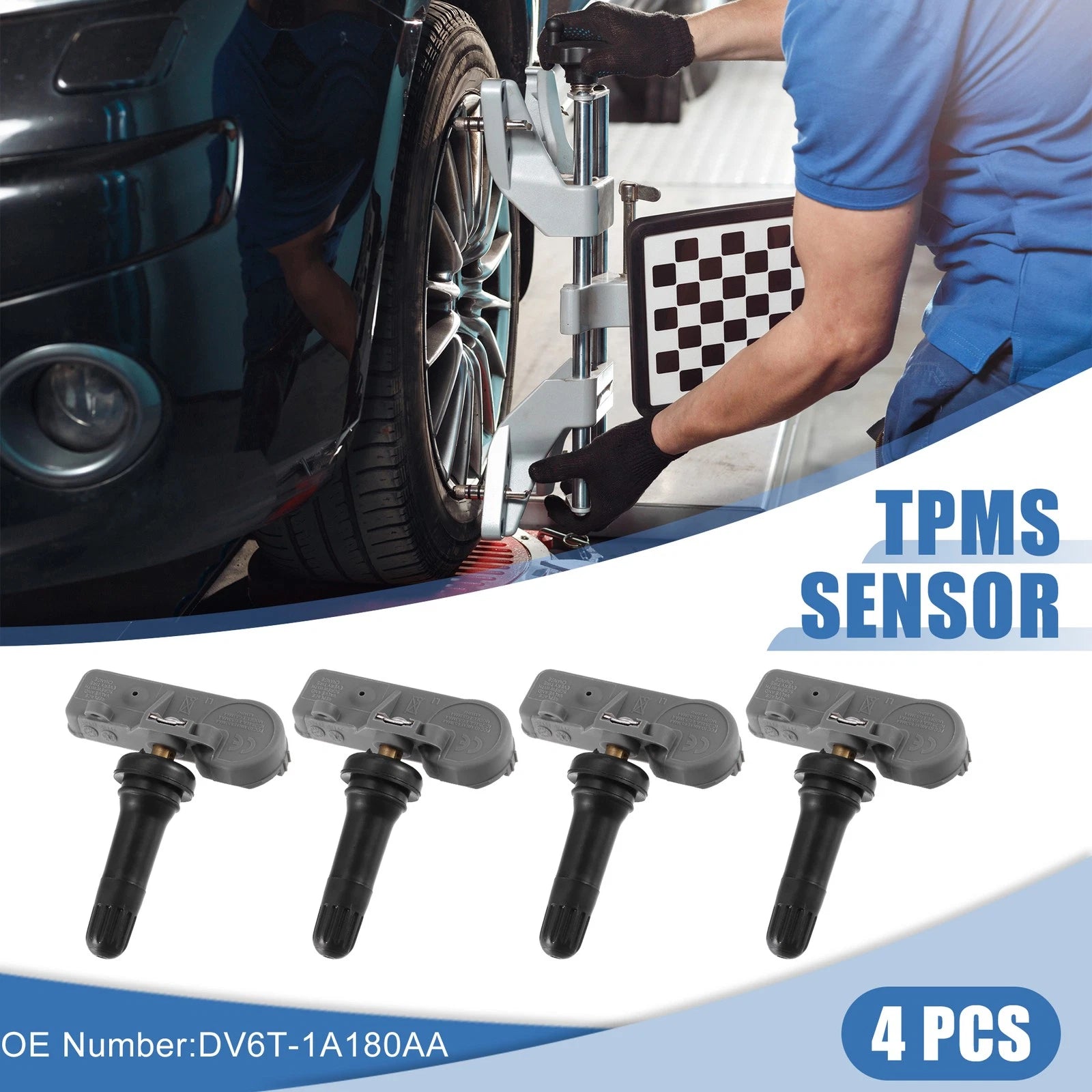 Set of 4 Tire Pressure Monitoring System Sensors DV6T-1A180AA for Ford E-150 (2010–2014)