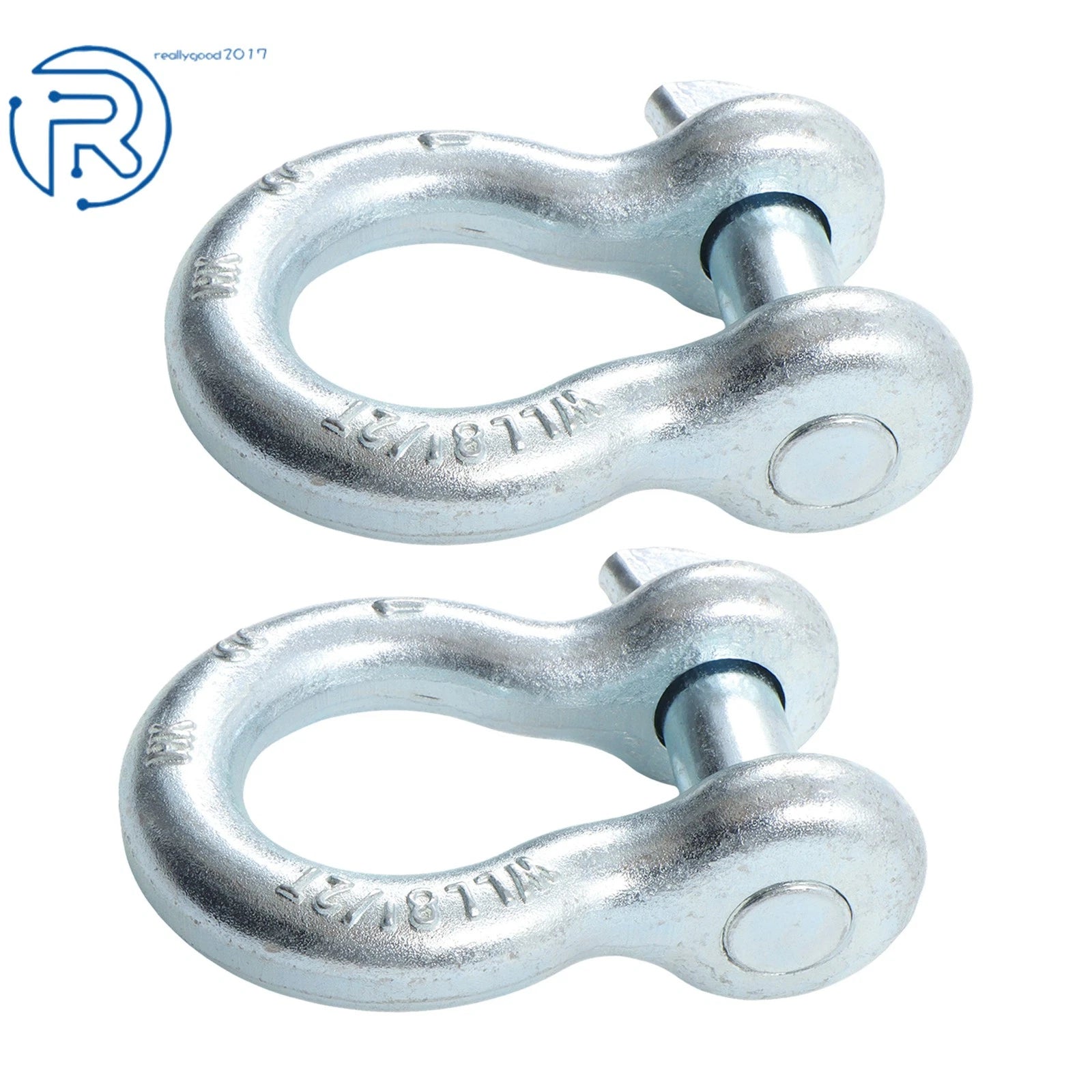 2 Pack 1" D Ring Bow Shackle for Towing (WLL 8.5T 18500lb)