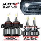 Set of 2 AUXITO 9012 LED Headlights + 5202 Fog Light Bulbs for GMC Sierra 1500 (2014–2015)