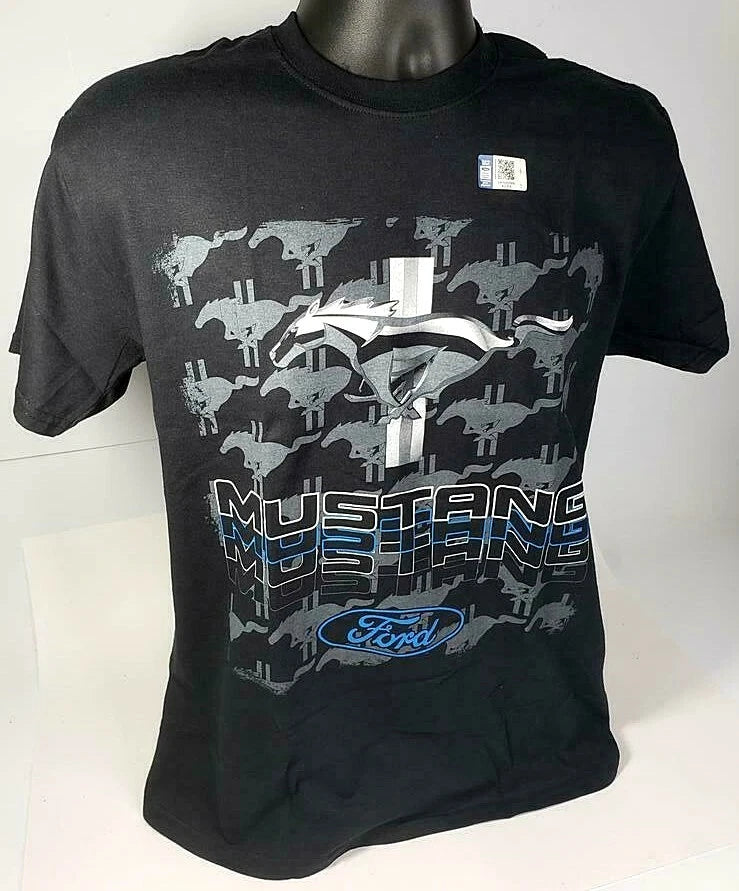 Ford Mustang T-Shirt Black Running Pony Script (2005–2020)