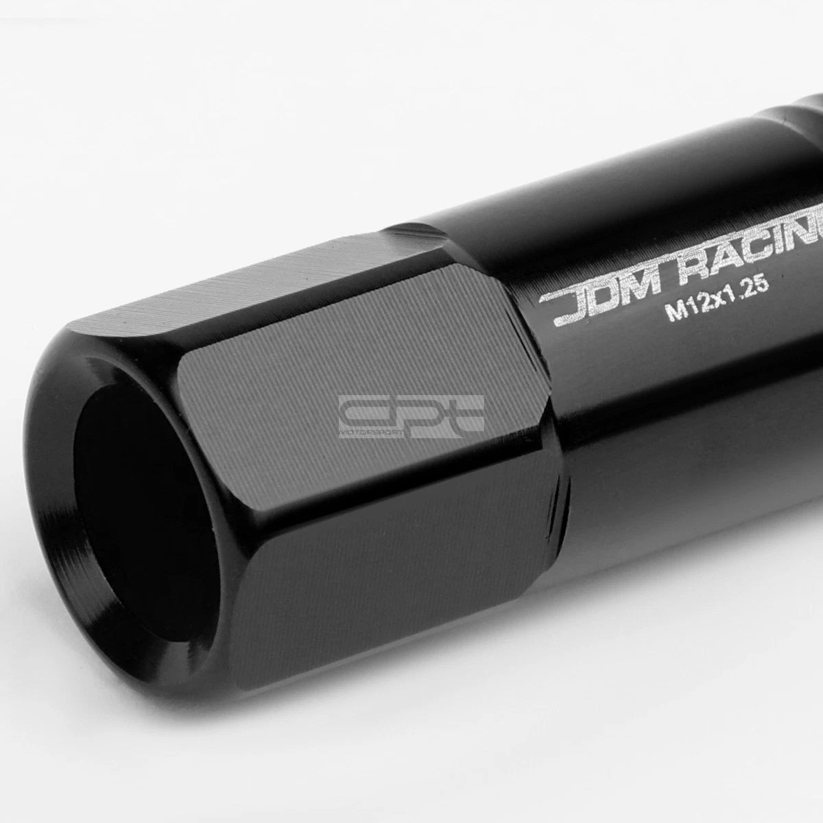 20 PCS Open End M12x1.25 60mm Tall Black Aluminum Lug Nuts + Adapter