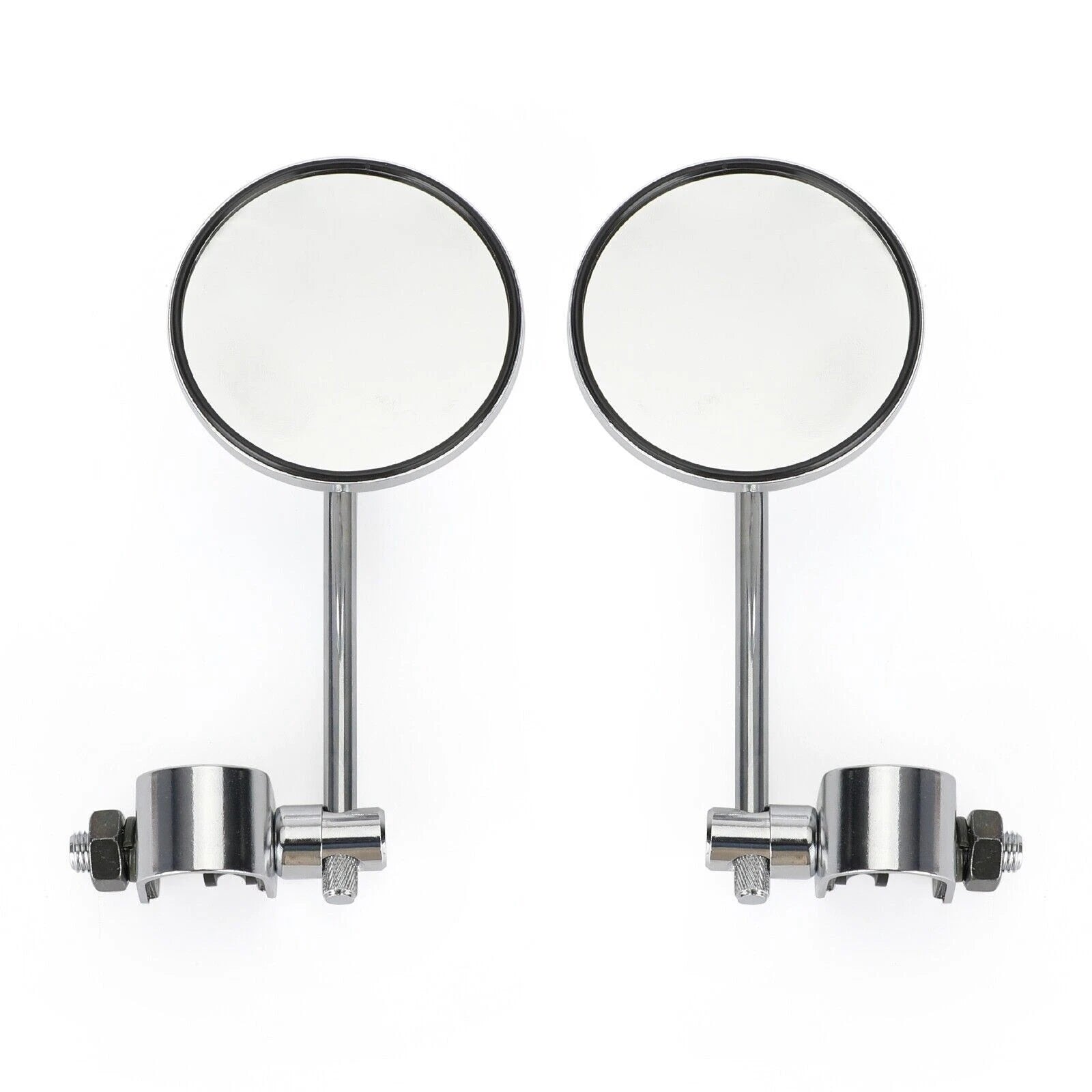 4" Chrome Short Stem Round Clamp On Mirror for Universal Chopper Scooter