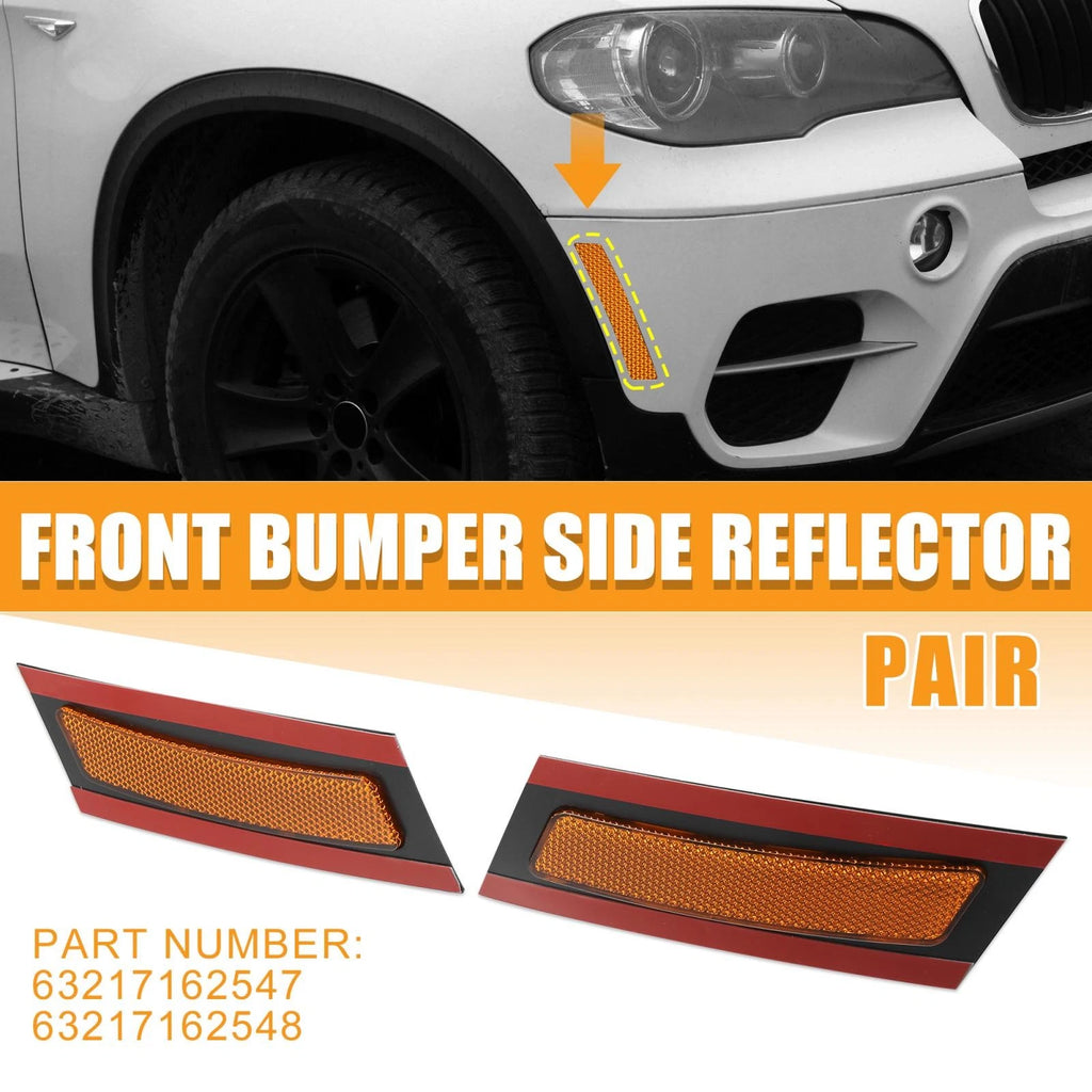 Pair Front Bumper Reflector Side Marker for BMW X5 (2007–2013) 63217162548 Yellow