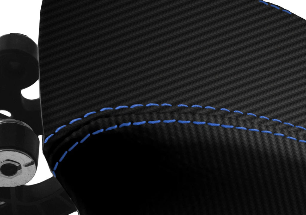 Console Lid Armrest Cover for Chevrolet Cruze (2016–2018) Carbon Fiber Blue Stitch