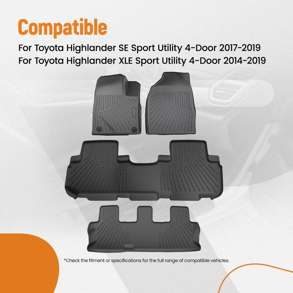 All Weather Floor Mats for Toyota Highlander (2014-2019)