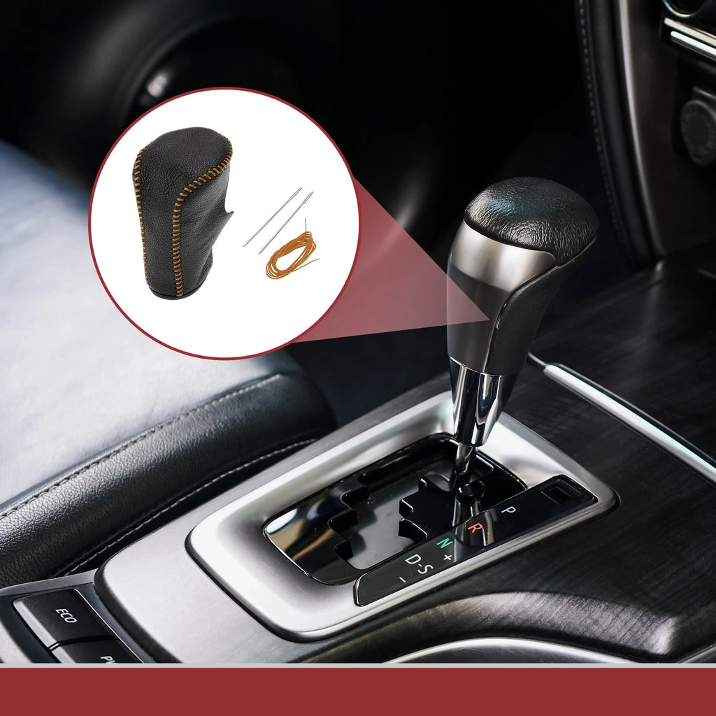 1Pc Gear Shift Knob Cover for Honda Accord 8 (2008–2012) Black Orange Leather