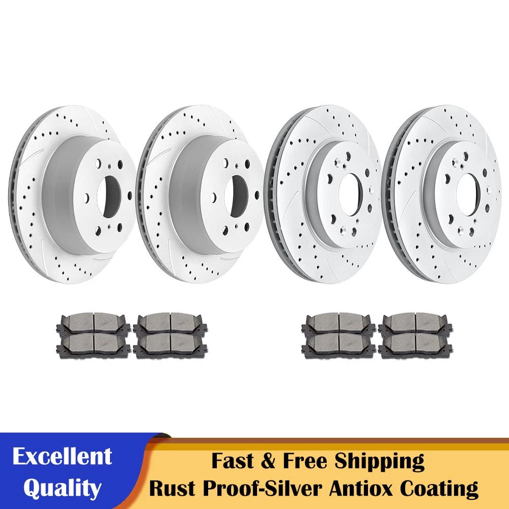 Front Rear Brake Rotors with Ceramic Pads for GMC Tahoe Chevy Silverado (2007–2014)