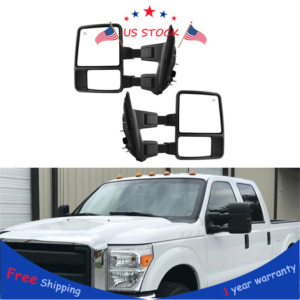 Pair Towing Mirrors with Amber Turn Signal for Ford F250 F350 (2008–2015)