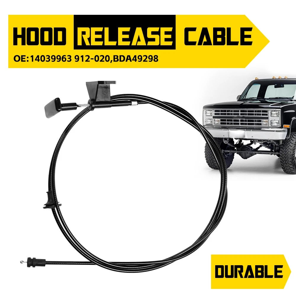 Hood Release Cable w/ Handle BDA49298 for Chevy GMC Pickup Truck SUV (1981–1991)