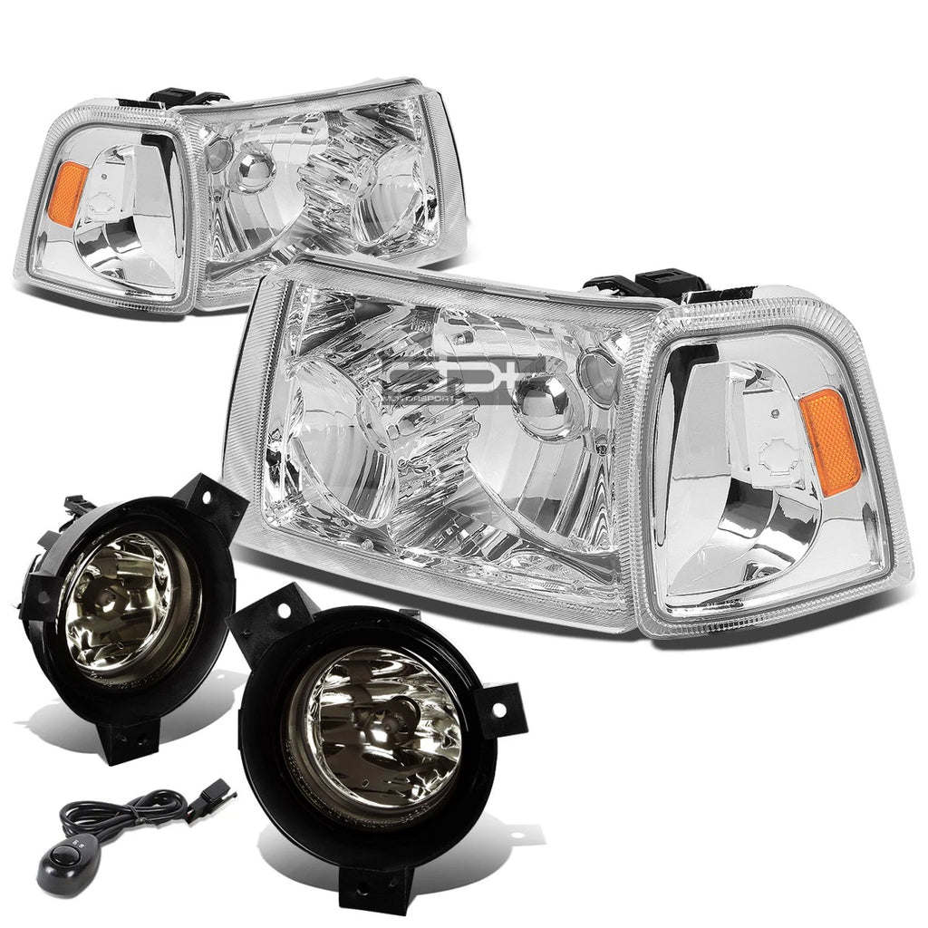 Chrome Housing Headlight, Amber Corner Side, Smoked Fog Switch for Ranger (2001–2003)