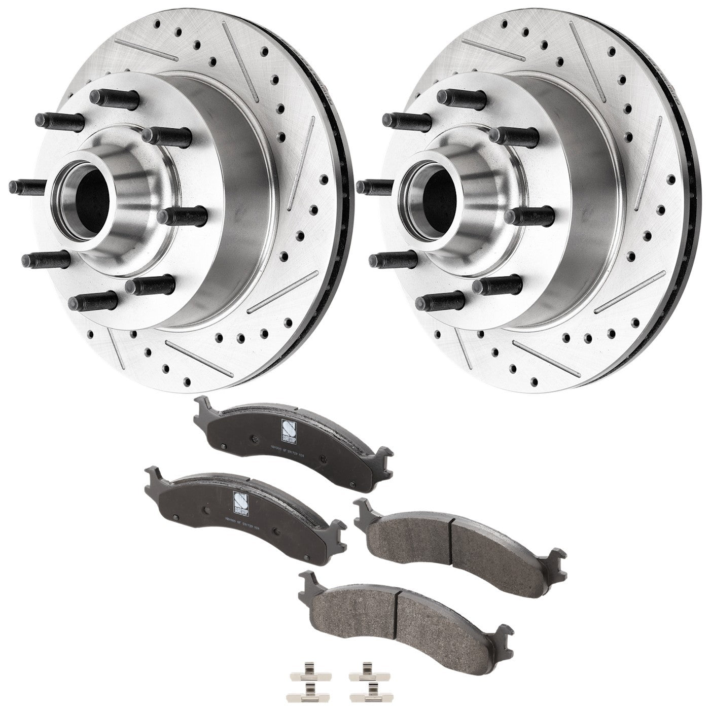 Brake Disc and Pad Kit for Ford F-250 (1995–1997) Cross-drilled