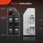 Front Left Power Window Switch for Chevy Cavalier (2000-2005) 4 Buttons