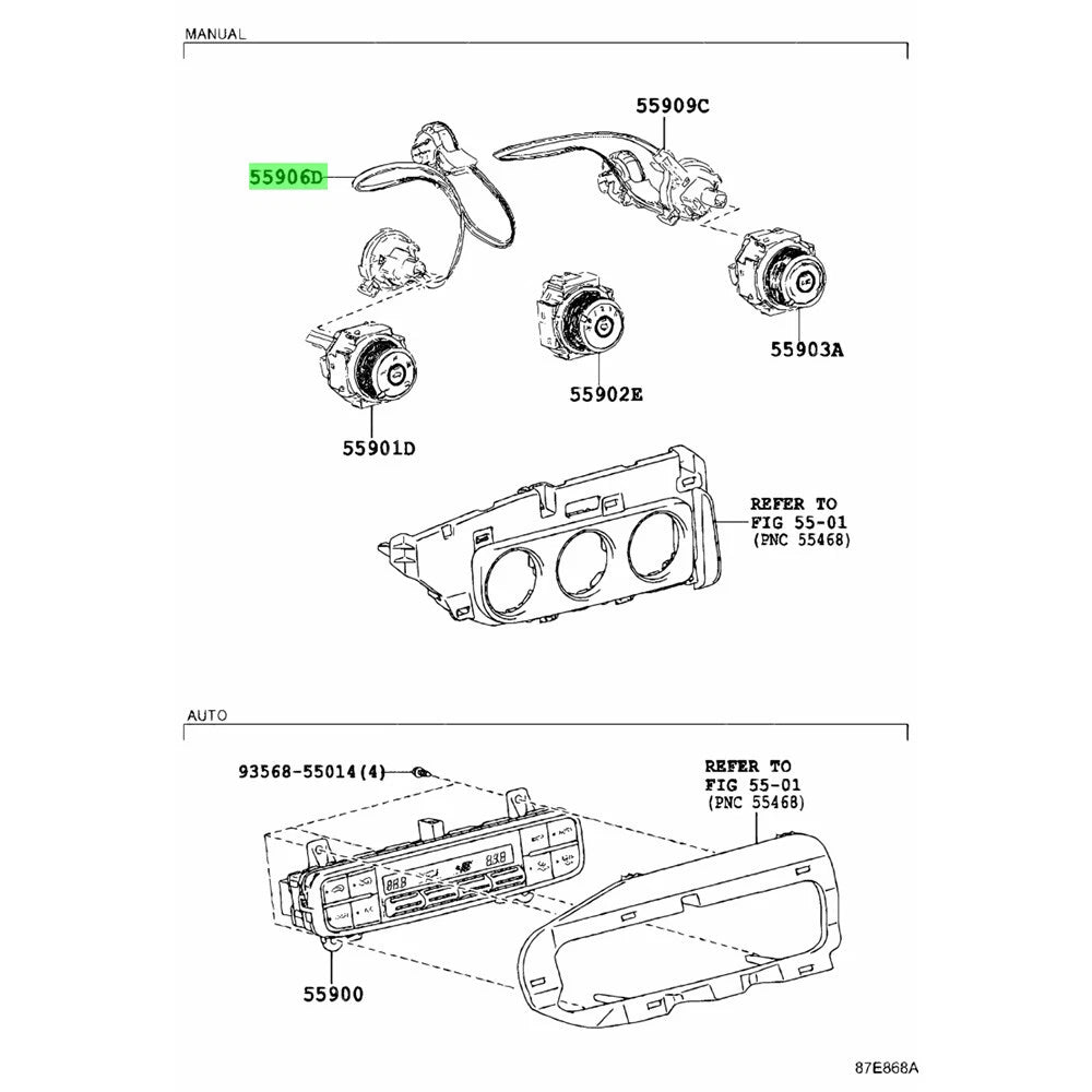 Heater Button Switch Control Cable for Toyota RAV4 Hilux (5590626060)