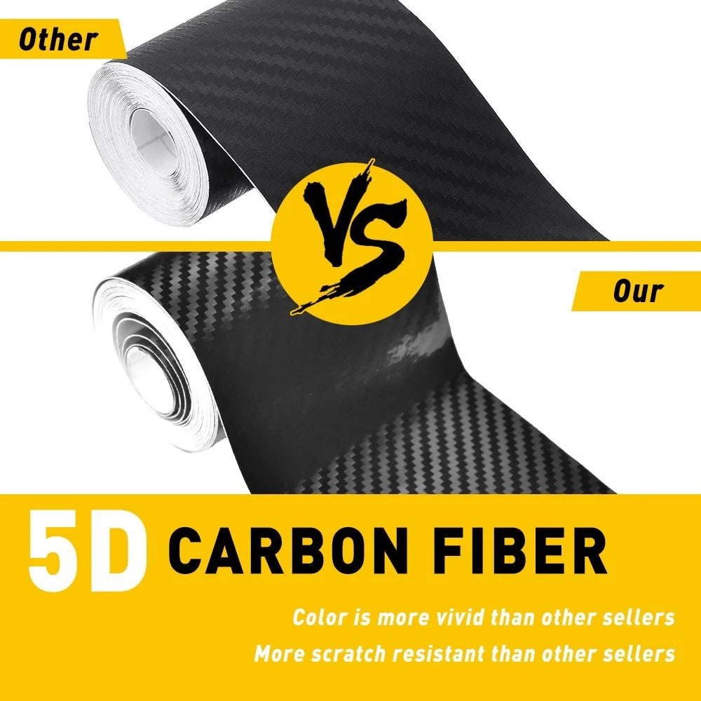 Set of 2 Carbon Fiber Door Sill Protector Strips for Universal Fit