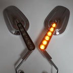 HTTMT Chrome Rear View Mirror with LED Light for Harley Davidson Softail