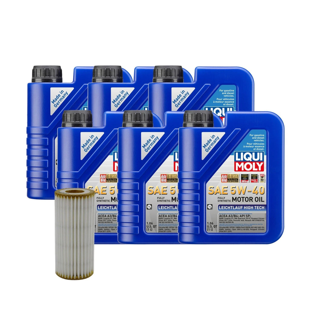 6L Liqui Moly Leichtlauf High Tech 5W-40 Oil Change Kit for Audi L4 1.8/2.0L (2000–2023)
