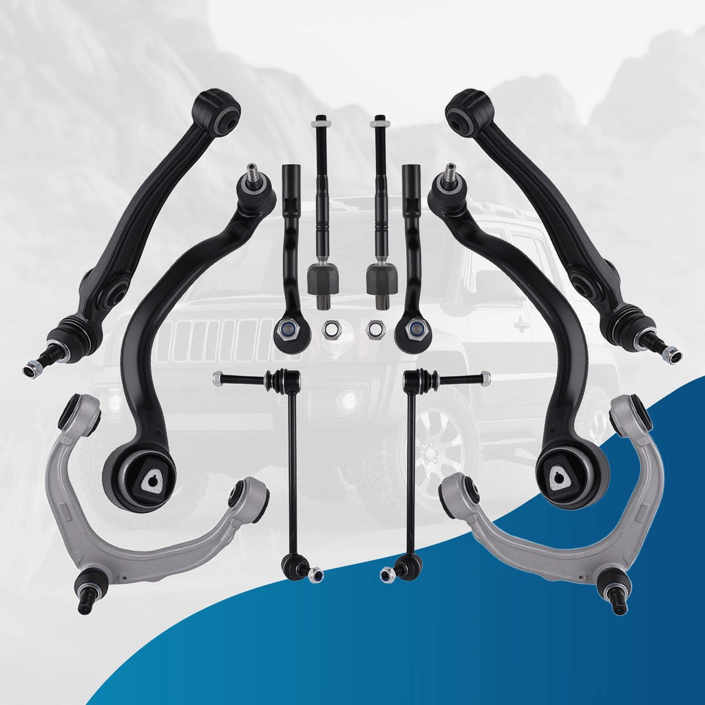 Front Lower + Upper Control Arms w/ Ball Joints Tie Rods End Assembly For BMW X5
