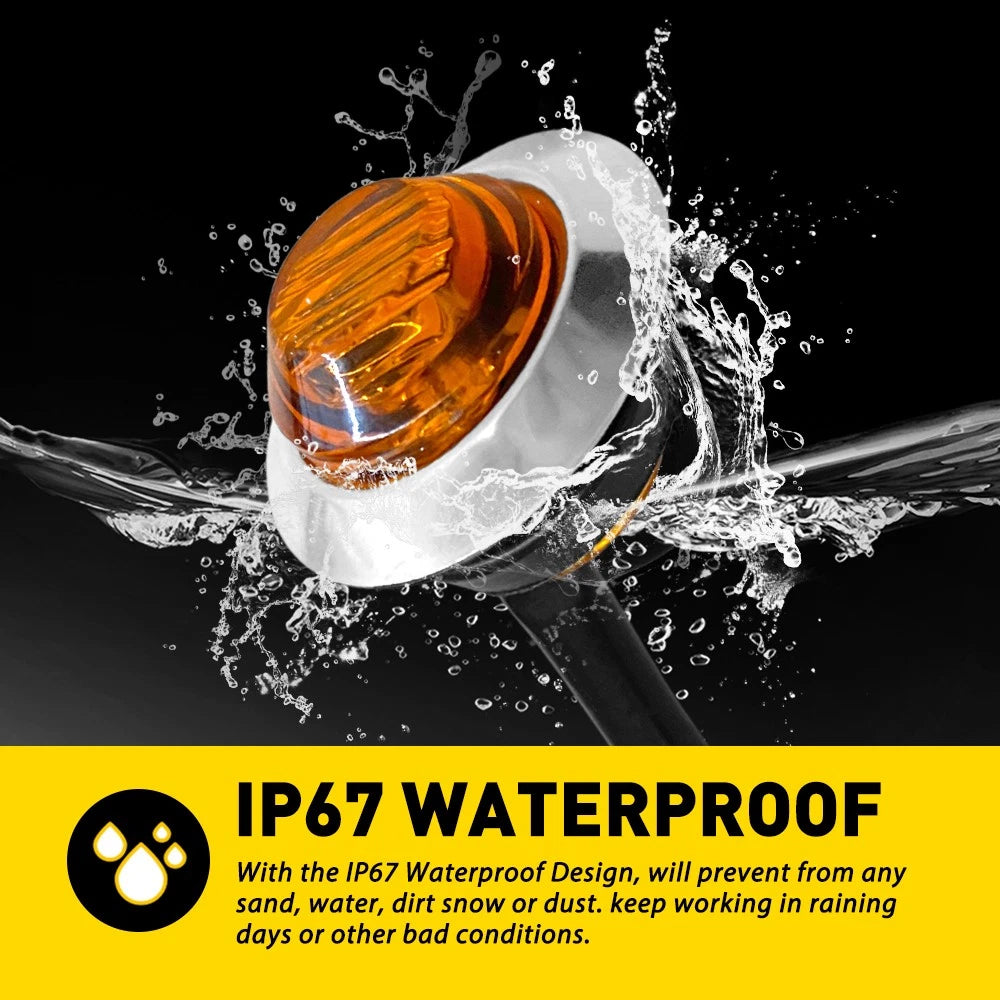 Set of 2 Amber Strobe Marker Lights for Vehicles (12V 24V)