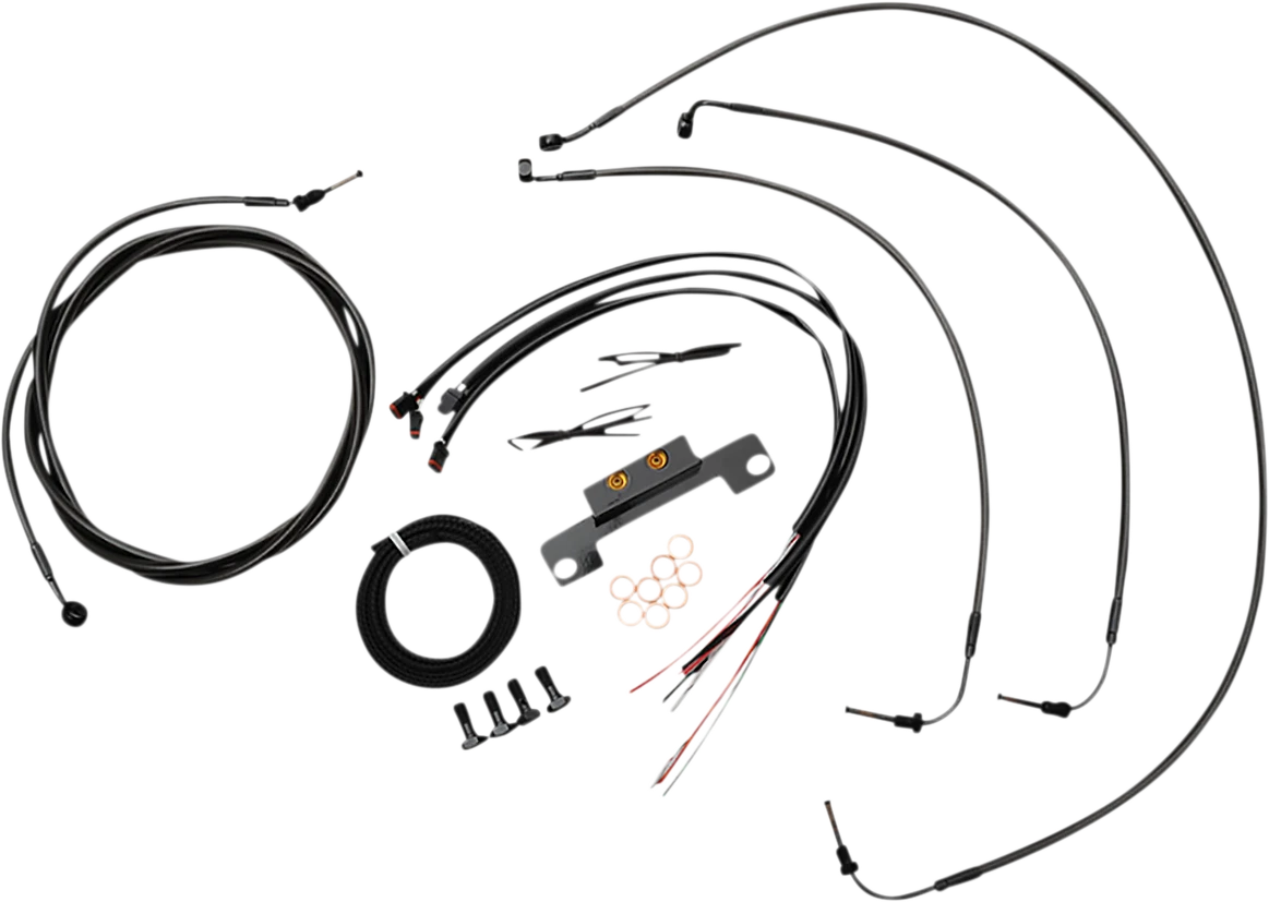 Complete Midnight Braided Cable Kit for LA Choppers (Stock Handlebars)