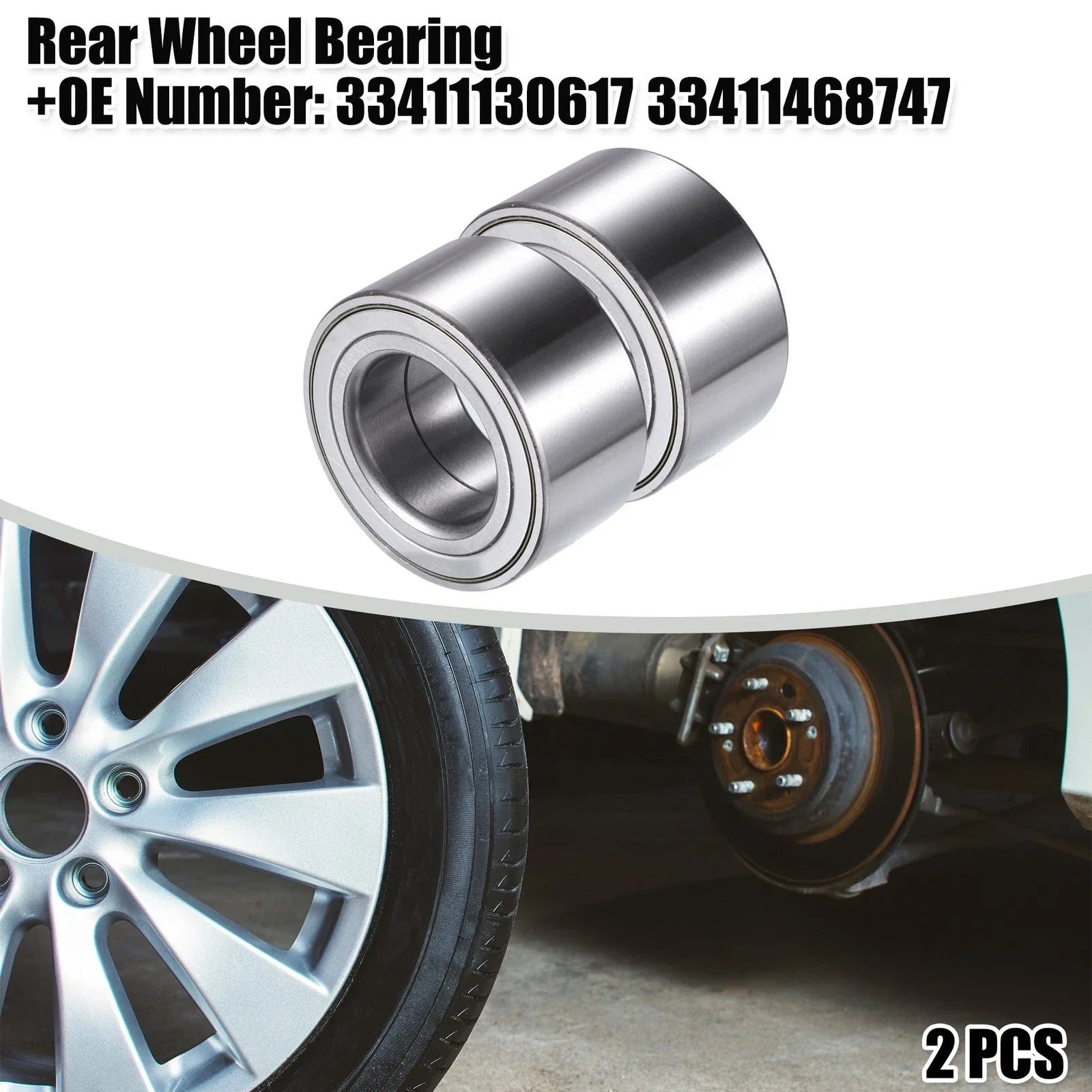 Rear Left & Right Wheel Bearing for BMW 128i Silver Tone (2008-2013)
