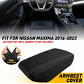 Leather Center Console Lid Armrest Cover for Nissan Maxima (2016–2023) Black