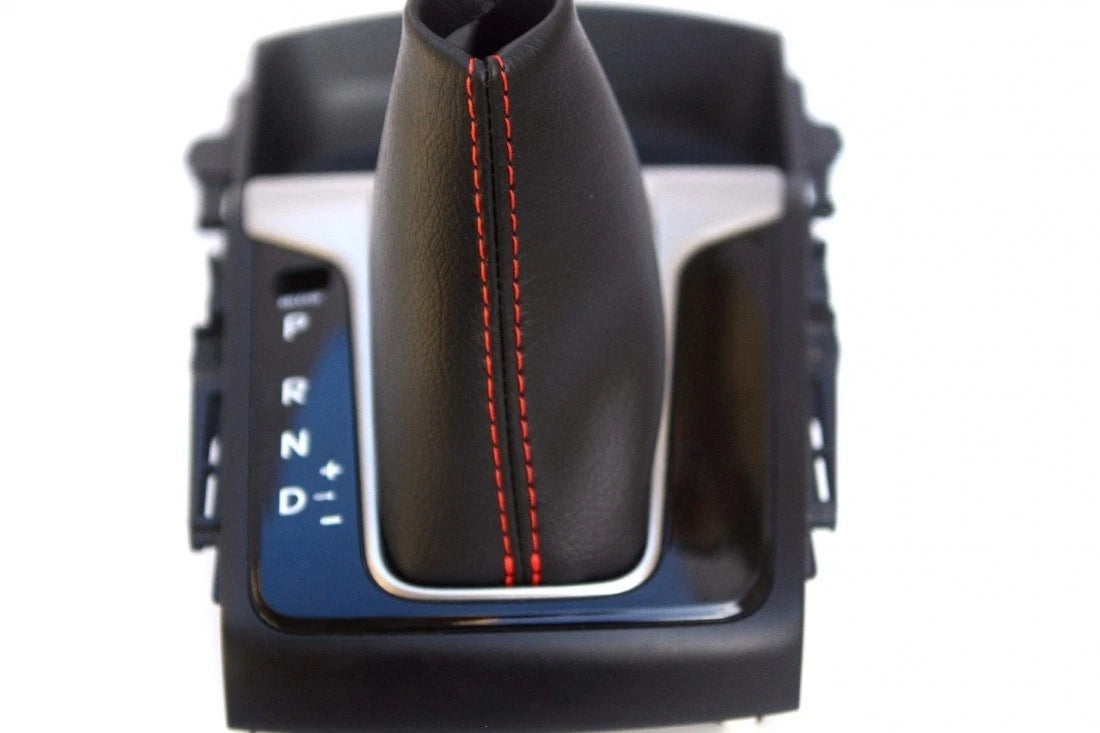 Leather Synthetic Automatic Shift Boot for Hyundai Elantra (2013–2015) Red Stitch