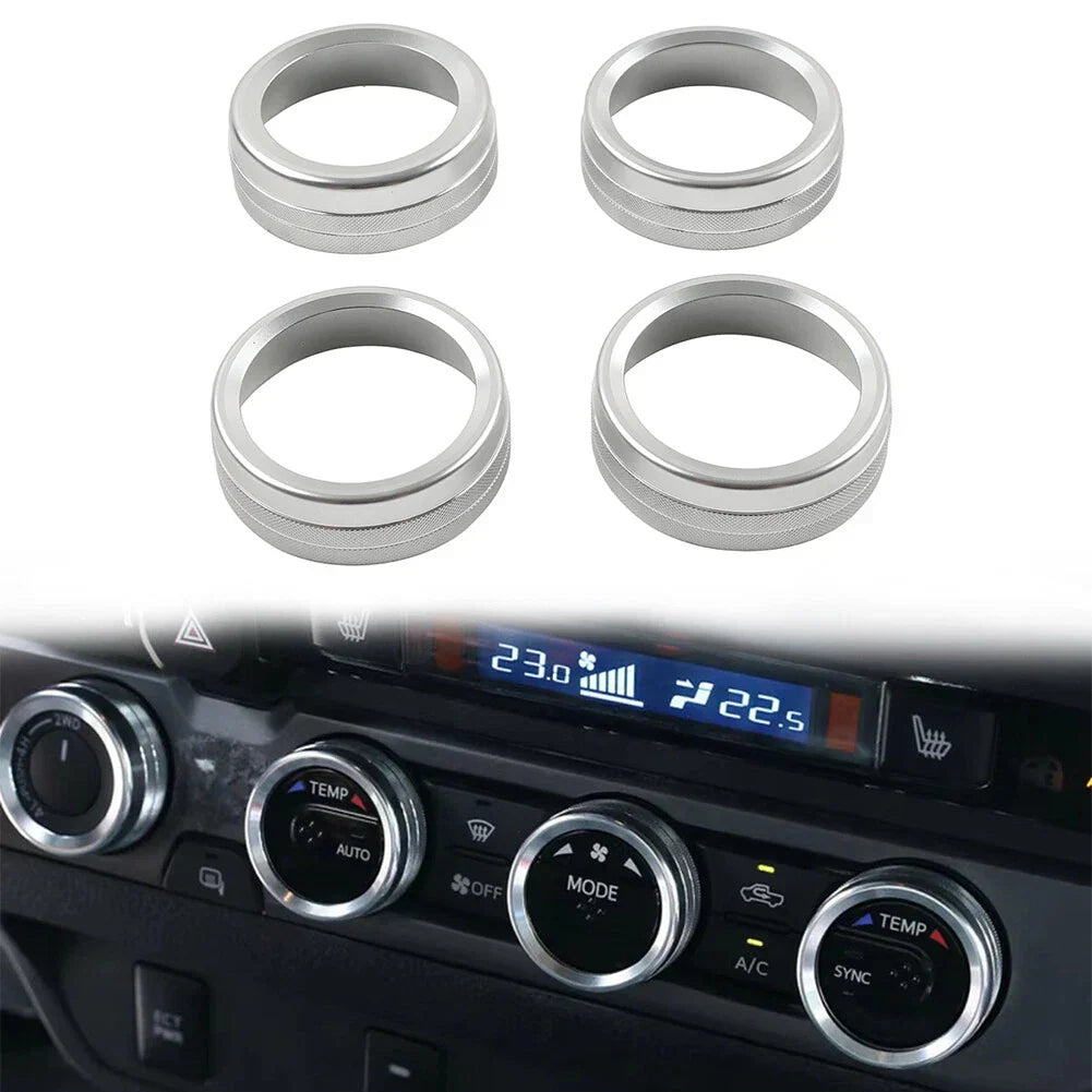 Silver AC Climate Control Knob Trim for Toyota Tacoma (2016-2023)