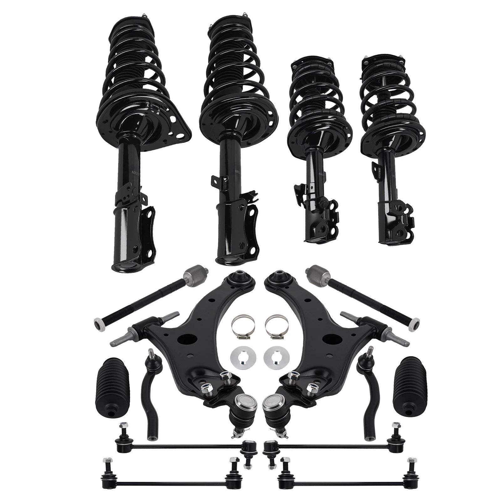 Set of 4 Front Rear Struts Control Arms Sway Bar Tie Rods for Toyota Camry (2007–2011)