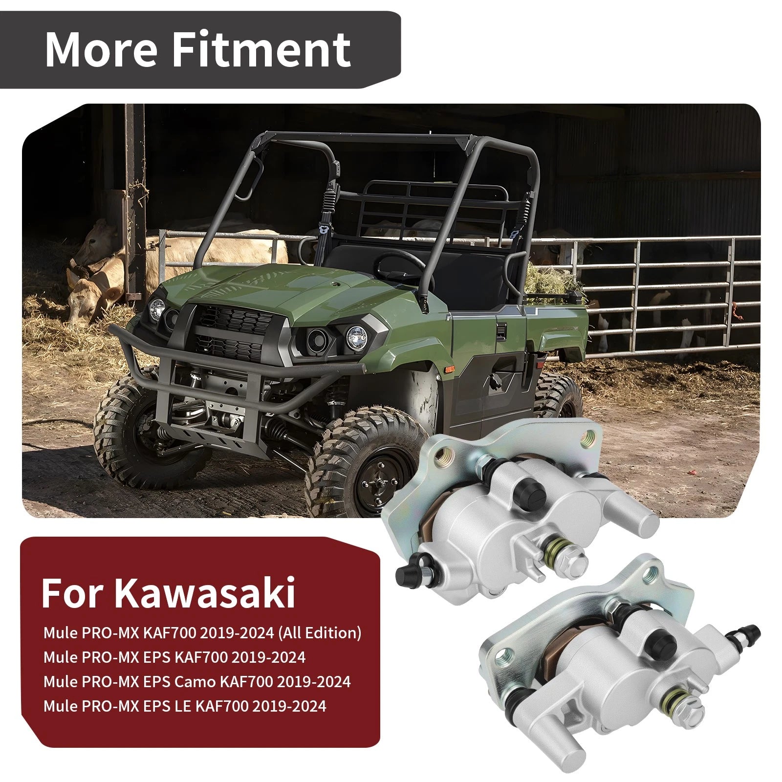Front Brake Calipers 43041-Y012-934 43041-Y011-934 for Kawasaki Mule PRO MX (2019–2024)