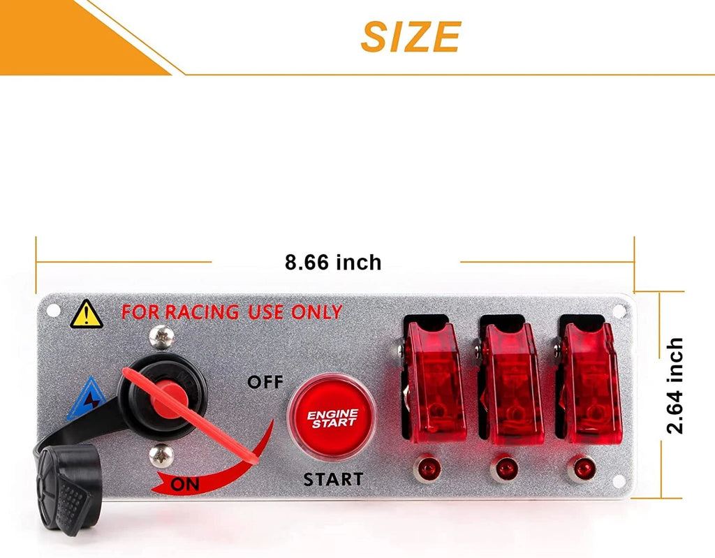 5in1 Ignition Switch Panel for Universal Vehicles (12V) - Red LED Toggle