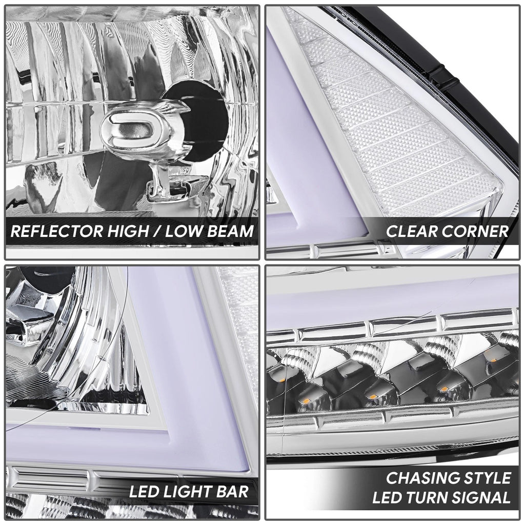 Chrome U-LED DRL Sequential Turn Signal Headlights for RAM 1500 (2009–2024)